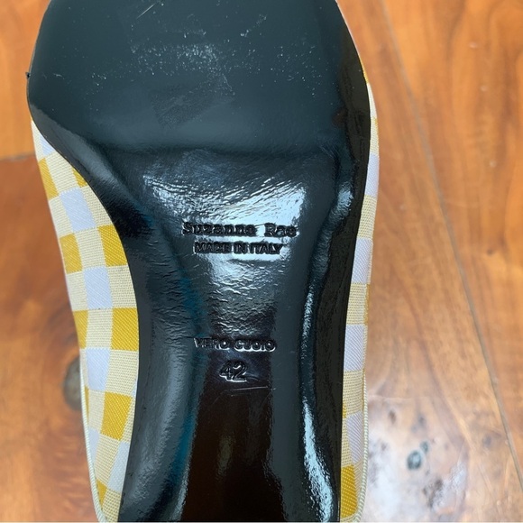 Suzanna Rae Vichy Mule Yellow Gingham Vamp Shoes 42 12 - Picture 11 of 12